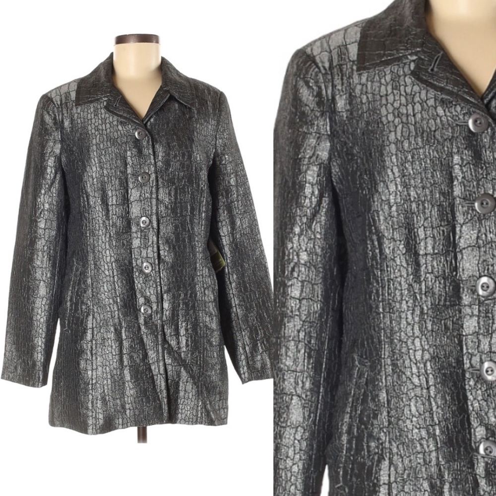 Erin London Silver lightweight Career Holiday Jacket size Medium NWT